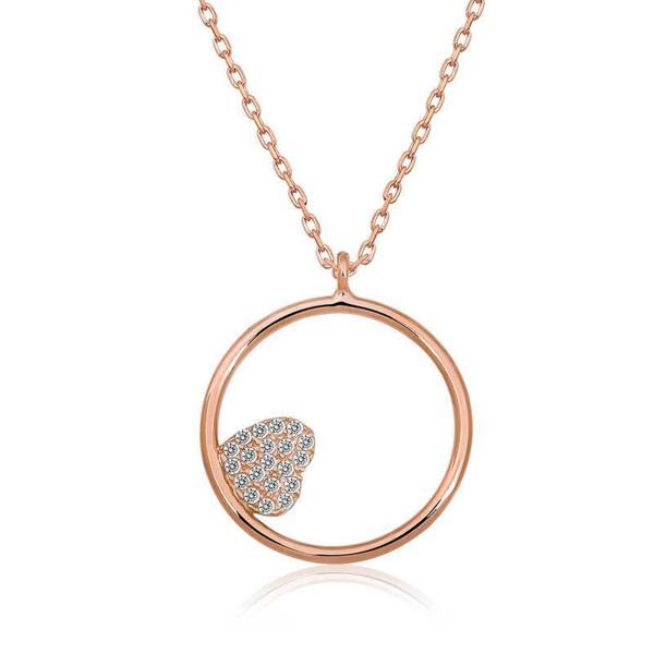 BlackCraft 925 Ayar Gümüş Kalp Detaylı Halka Kadın Gümüş Kolye (BC-1A0FE5) - Image 1