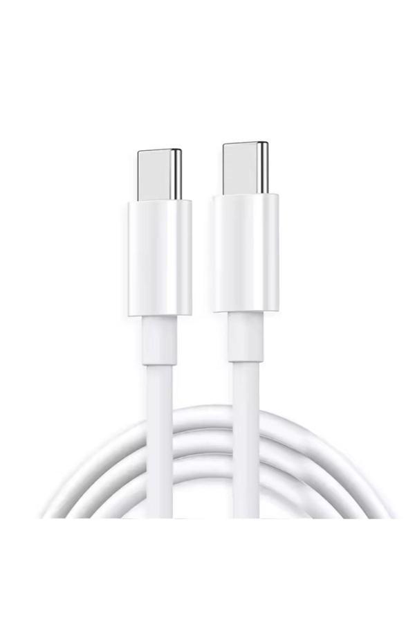 Coverzone Type-C To Type-C 60W İphone 15 Uyumlu Data Ve Şarj Kablo 1 Metre Beyaz Renk Usb C To Usb C Kablo - Image 1