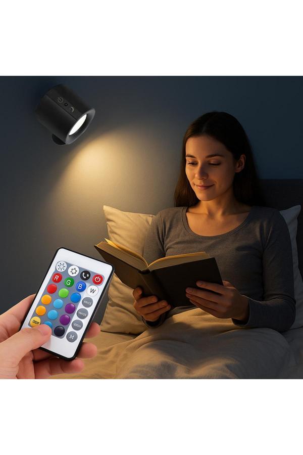 Coverzone Magnetik Yapışkanlı Uzaktan Kumandalı Işık Oda Salon Işıklandırma İç Mekan Şarjlı Lamba Bd80A Siyah - Image 1