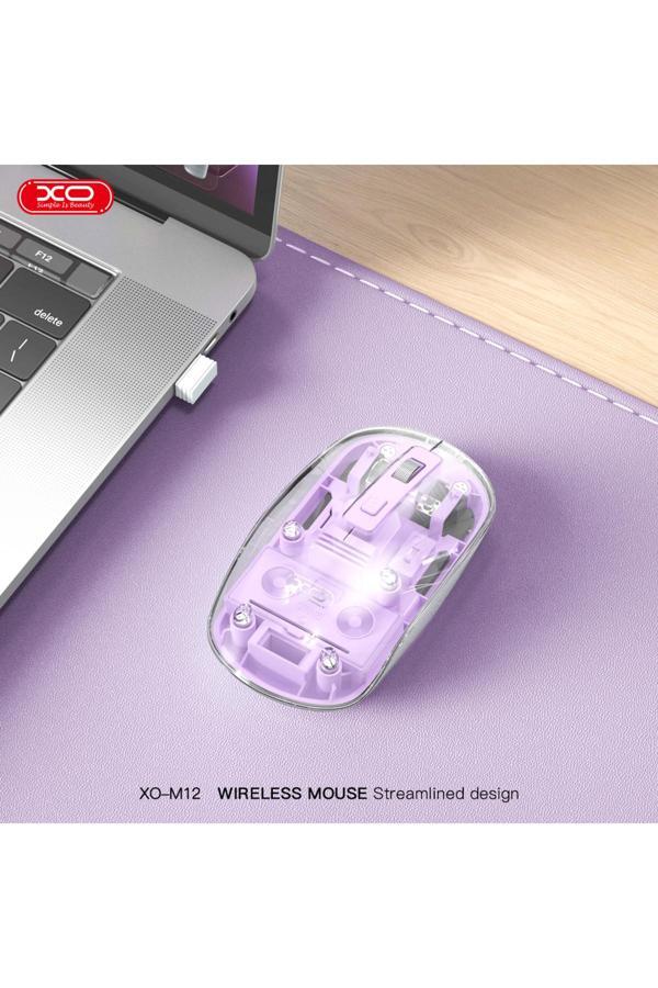 Xo Şeffaf Tasarım Renkli Alt Yüzey Type-C Şarj 300 Mah Dahili Bataryalı Şarjlı Kablosuz Mouse - Image 1
