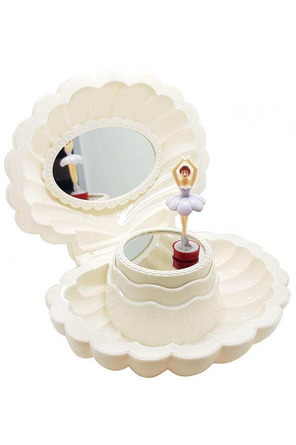 Coverzone Hareketli Balerinli Deniz Kabuğu Aynalı Takı Ve Müzik Kutusu - Image 1