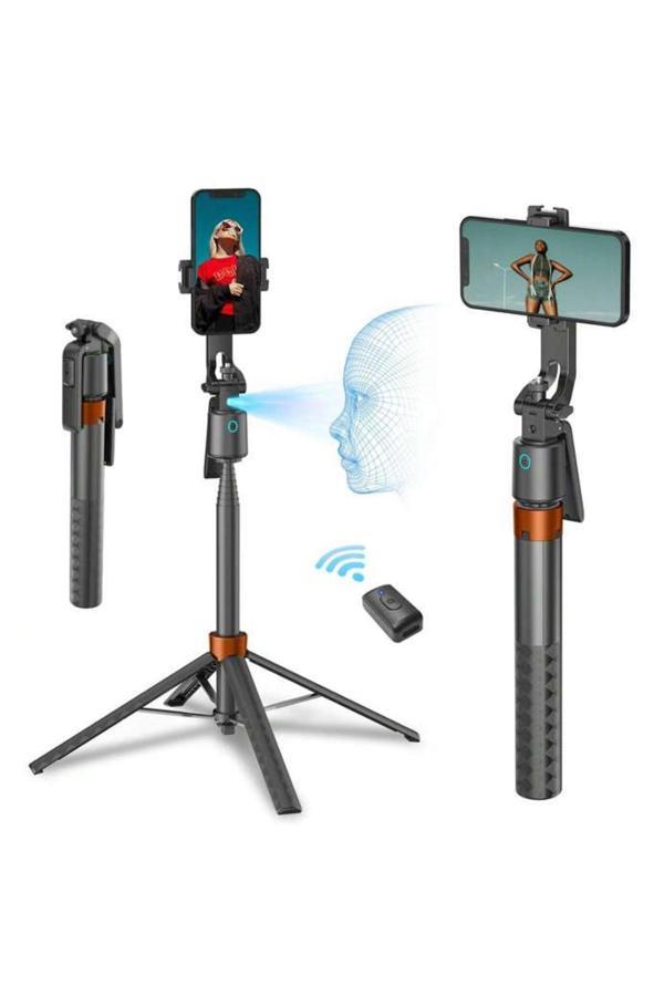 Coverzone Akıllı Selfie Stick - Yapay Zeka Yüz Takipli, 360° Çekim, Kumandalı, Tripodlu, İos Uyumlu Y12 - Image 1