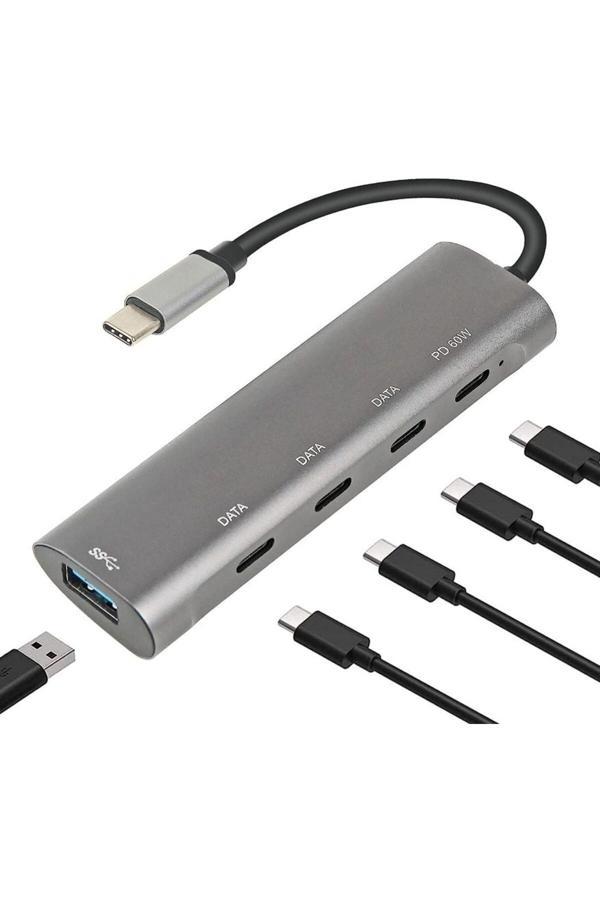 Coverzone Macbook Şarj Uyumlu Type-C Destekli 60W Pd Tüm Bilgisayarlar İçin Şarj Uyumlu 5 İn 1 Hub C268 - Image 1