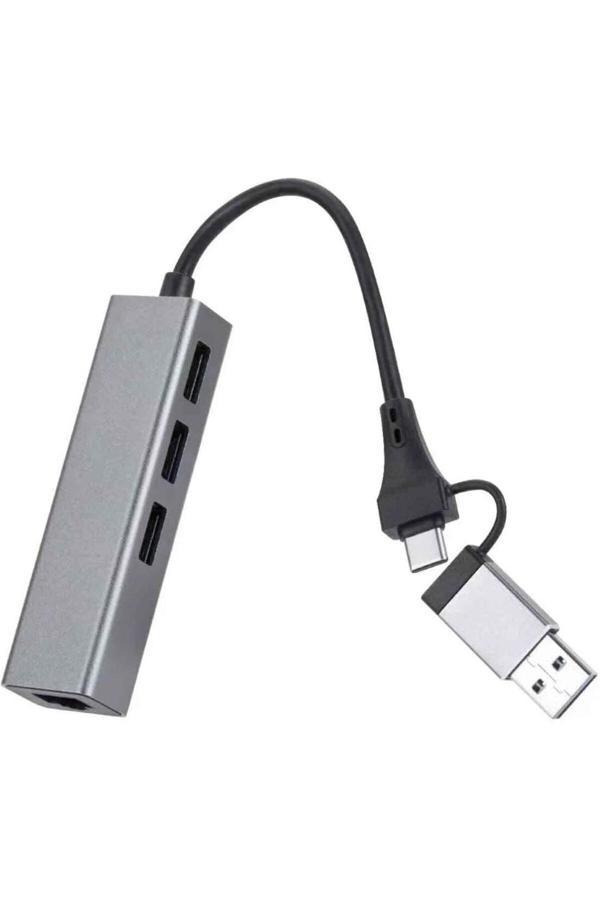 Coverzone Usb 3.0 To Ethernet Rj45 Lan Hub 1000Mbps 3 Adet Usb 3.0 Çıkışlı Ethernet Adaptör Pc Macbook Samsung - Image 1