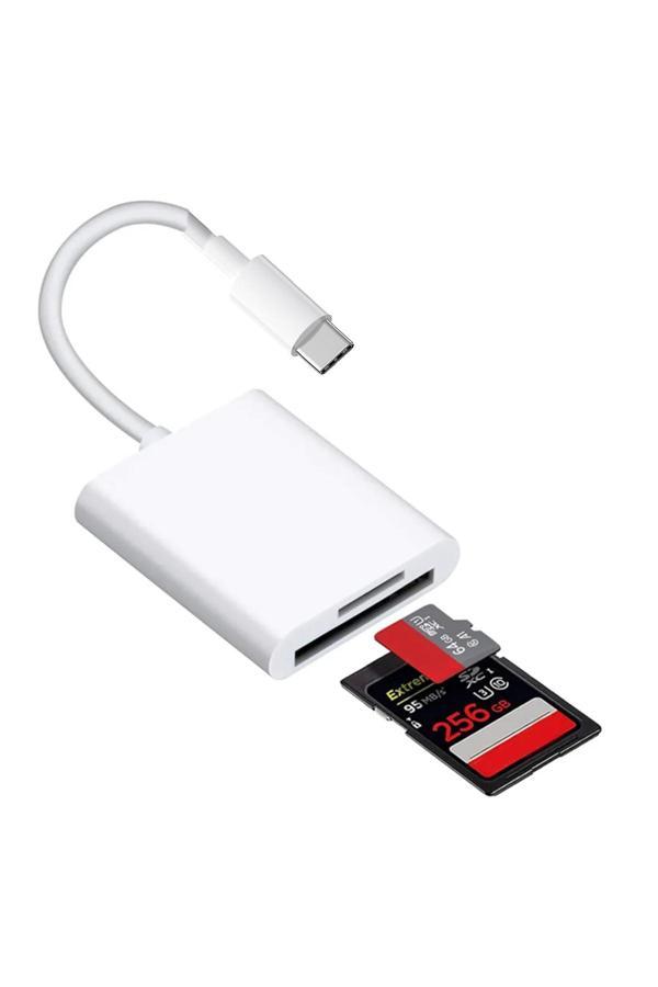 Coverzone İphone 15 Uyumlu Type-C Kart Okuyucu Sd Kart Adaptörü Tf Kart Okuyucu Disk Adaptörü Zr571 - Image 1