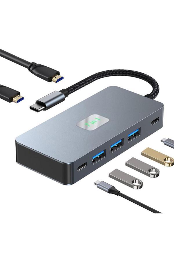 Coverzone Çoklayıcı Adaptör 7İn1Usb-C To Usb 3.0 Ve Usb/C 4 Ports Hub + Hdtv (4K/30Hz) + Pd Çevirici Ck-510 - Image 1