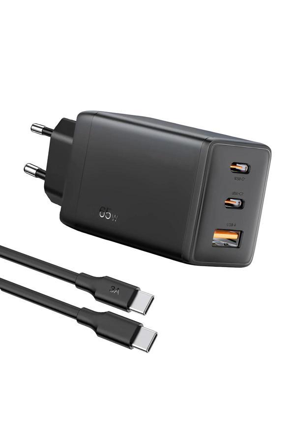 Coverzone Gan65W Hızlı Şarj Cihazı 65W Çıkışlı Tablet Ve Telefon 2M Tip C Kablolu Şarj Aleti Gar322-Eu - Image 1