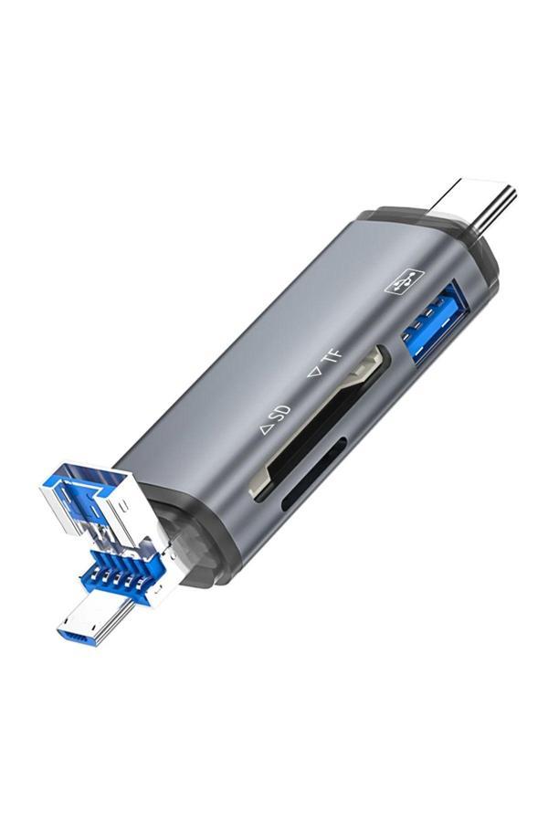 Coverzone 3İn1 Usb Otg Kart Okuyucu Type-C Ve Micro Usb Uçlu Pc Notebook Uyumlu Mikro Sd Kart Okuyucu Ads-307 - Image 1