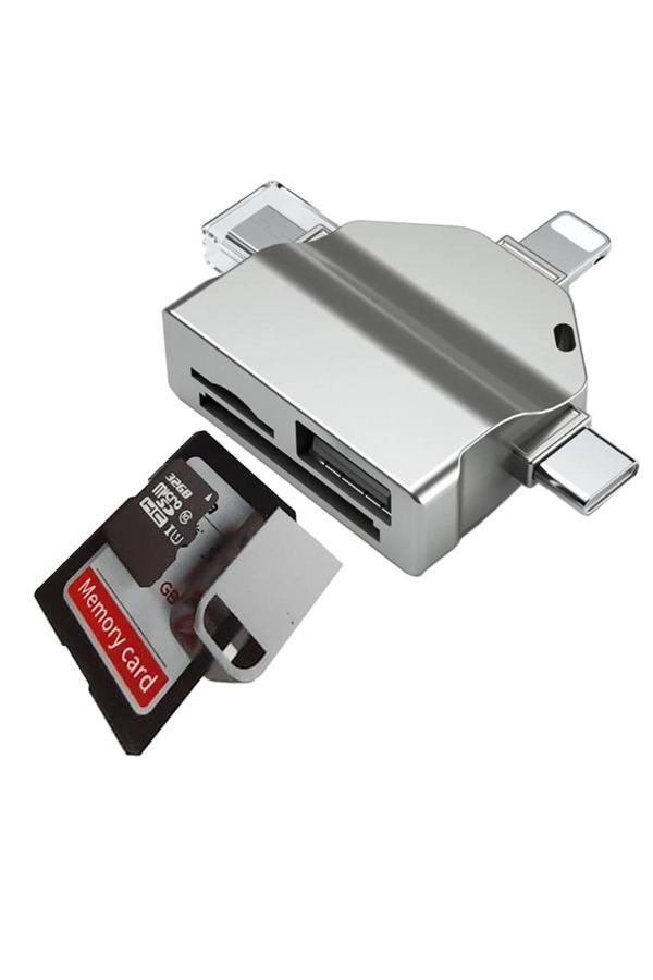 Coverzone Usb Otg Kart Okuyucu Micro Usb Type-C Ve Lightning Uçlu Telefon Pc Ve Notebook Uyumlu Mikro Sd Zr591 - Image 1