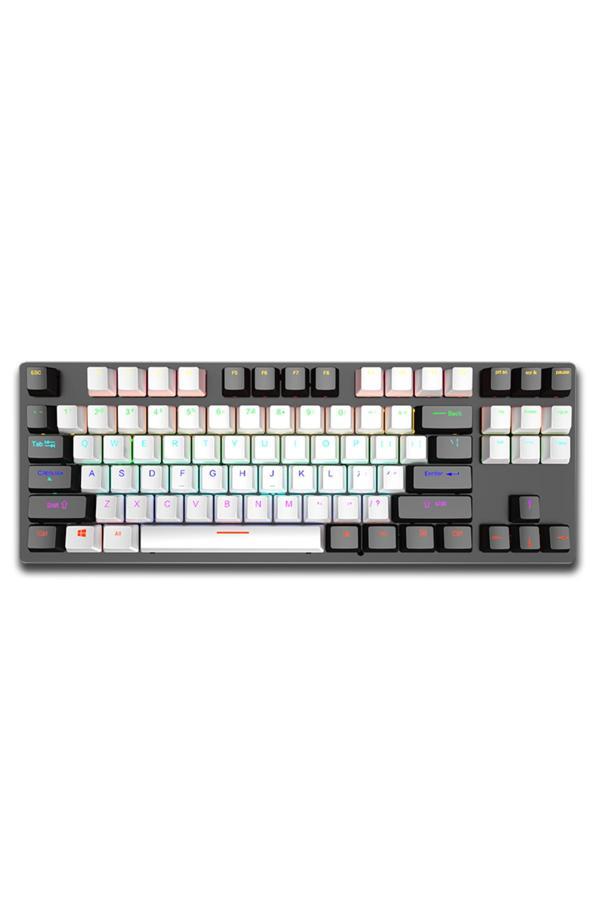 Coverzone Leaven K550 Kablolu Klavye Led Rgb 87 Tuşlu Mekanik Oyuncu Işıklı Siyah-Beyaz Klavye Mavi Switch - Image 1