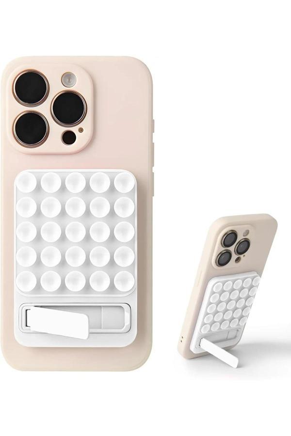 Coverzone Dikdörtgen Vantuzlu Telefon Tutucu Stand Olan Silikon Yumuşak Telefon Standı Geniş Kullanım Alanı - Image 1