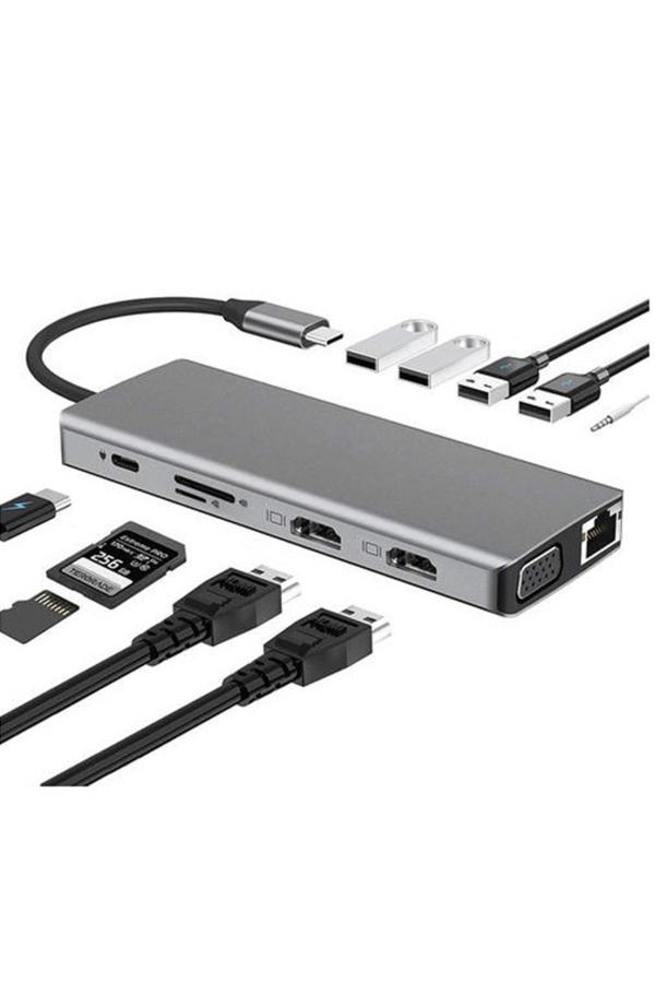 Coverzone Dock Station 2 Adet Hdmı Uyumlu 1000 Mbps 4K Usb C Adaptörü Usb 3.0 Vga Rj45 Pd Zr610 - Image 1