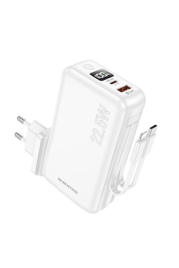 Borofone 10000Mah Powerbank, Avrupa Ve Amerika Adaptörlü Güç Bankası İphone İle Uyumlu Şarj Led Gösterli Bj39 - Image 1