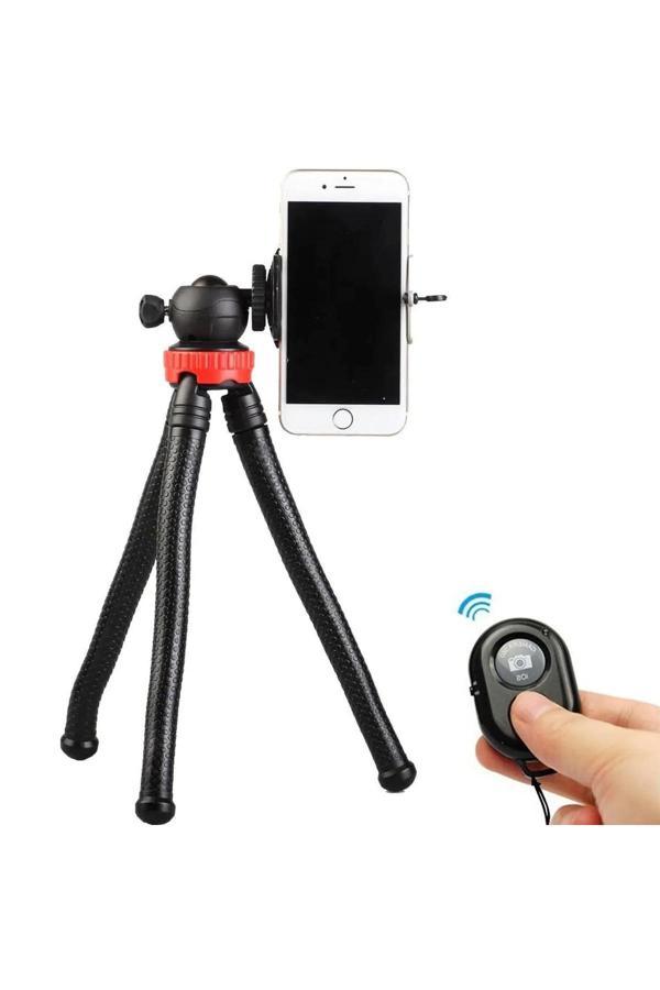 Coverzone Flexible Youtuber 30Cm Ahtapot 360 Derece 320Gr Selfie Telefon Tutucu Tripod+Bluetooth Kumandalı - Image 1