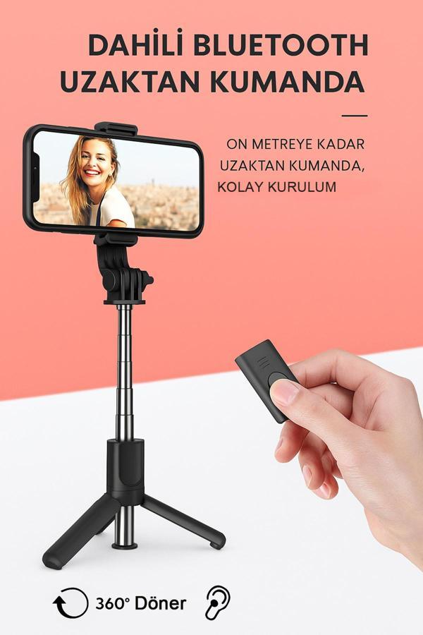 Coverzone Selfie Stick Tripod - 360° Döner, 70Cm Uzunluk, Katlanabilir, Uzaktan Deklanşörlü L11 Mini - Image 1