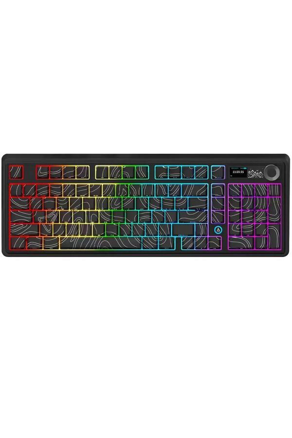Coverzone Ajazz Ak980 Ekranlı Mekanik Klavye Rgb, Tam Boy Hot-Swap 3 Modlu 8000 Mah Siyah Maillard Switch - Image 1