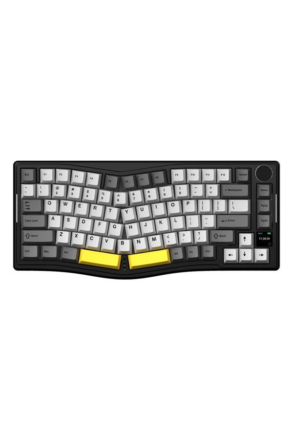 Coverzone Ajazz Aks-075 Ergonomik Tasarım, Tft Ekranlı 3 Modlu Mekanik Klavye Siyah - Gift Switch - Image 1