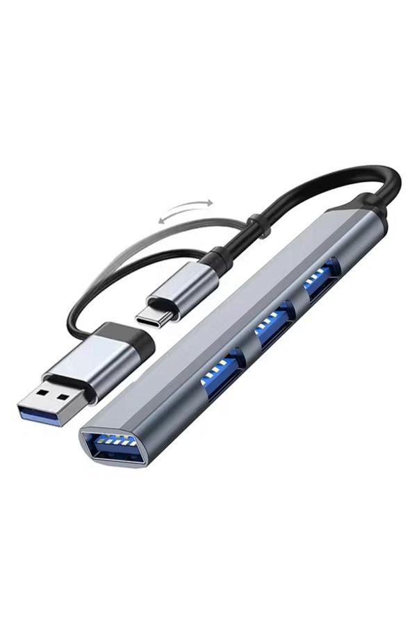 Coverzone 2 In 1 Adaptör 4 Port Type C Usb 3.0 Hub Usb 3.0 Adapter Type-C Çevirici Usb Hub Sw-Hub1 - Image 1