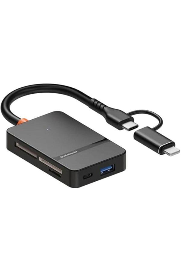 Coverzone Çoklayıcı Adaptör 8 İn 1 Lightning/Type-C To Usb A,Sd Tf Ms/Macbook Uyumlu Çevirici Adaptör Ads-315 - Image 1