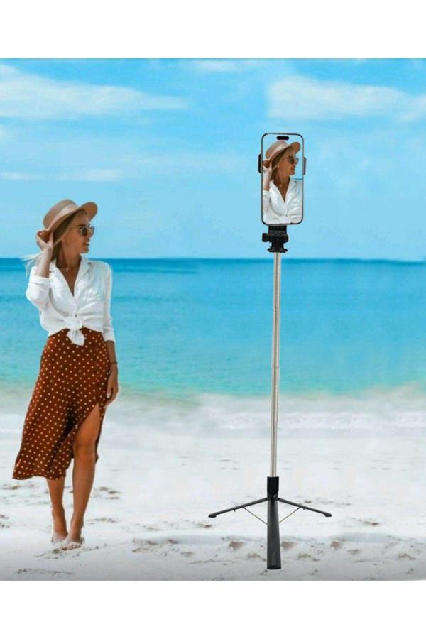 Coverzone Tripod Ve Selfie Çubuğu Np-01 Bluetooth Uzaktan Kumandalı Cep Telefonu Yükseklik Ayarlanabilir Np-01 - Image 1