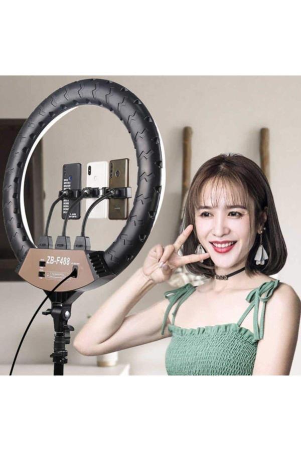 Coverzone 22 İnch 56Cm Aydınlatma Youtuber Led Halka Telefon Tutuculu Selfie/Yayıncı/Makyaj Işık Zb-F488 - Image 1