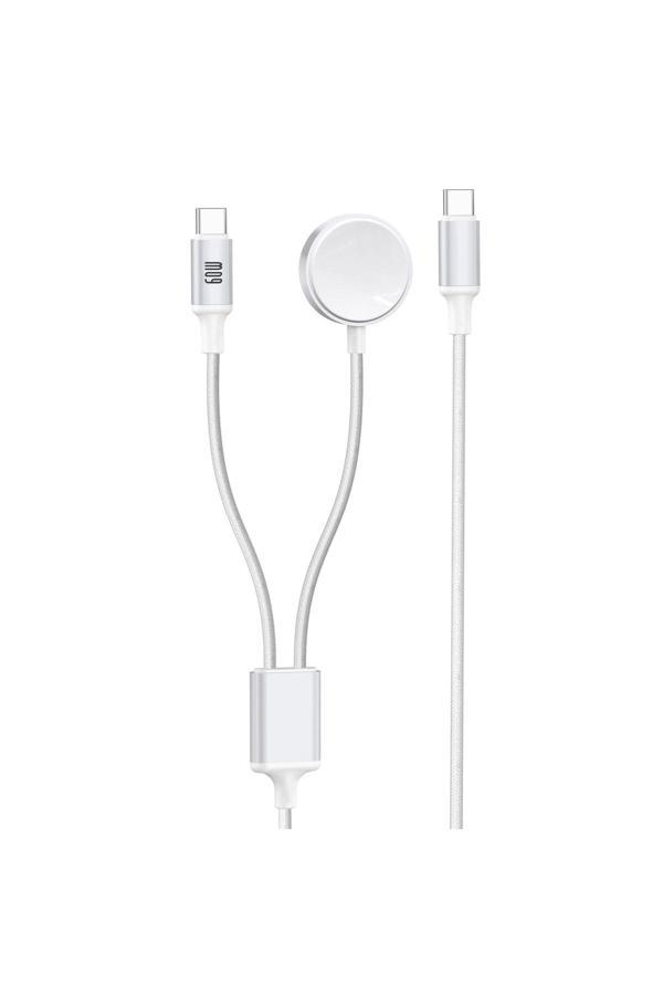 Coverzone 60W Pd Şarj Kablosu 2İn1 Type-C To Type-C Uçlu 1.2 Metre Uzunluk Akıllı Saat Watch Uyumlu U06C02 - Image 1