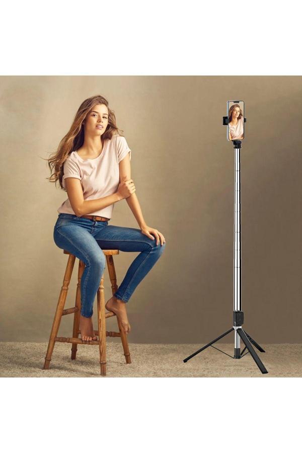 Coverzone 170Cm Tripod Ve Selfie Çubuğu Bluetooth Uzaktan Kumandalı Cep Telefonu Yüksekliği Ayarlanabilir K9 - Image 1