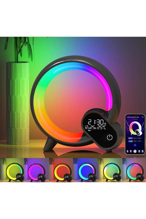 Coverzone Uzaktan Kumandalı Bluetooth Hoparlör Rgb Atmosfer Işık Gece Lambası Dijital Ekran Saat Işığı Hxd03 - Image 1