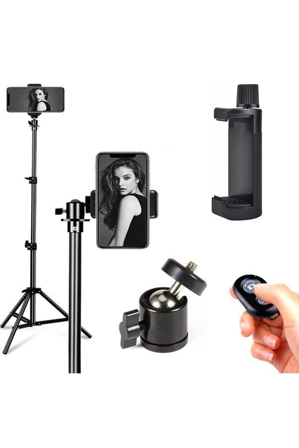 Coverzone 3 Ayaklı Alüminyum Bluetooth Kumandalı Tripod Telefon Tutuculu 2 Metre Tripod - Image 1
