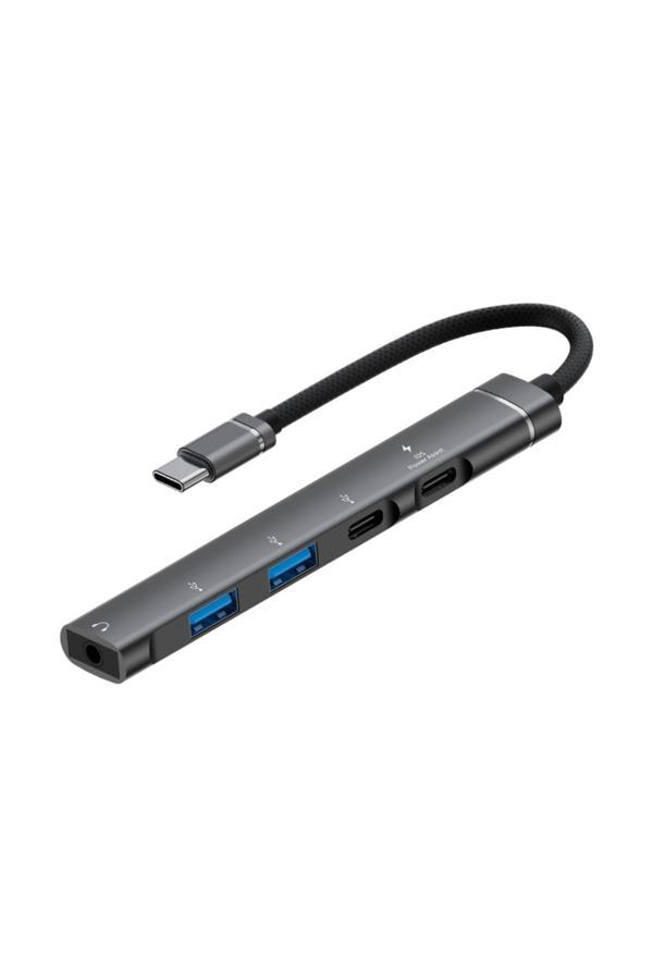 Coverzone Type-C Hub, 5İn1, 2 Adet Type-C, 2 Adet Usb-A Çoklayıcı, 3,5 Mm Kulaklık Çıkışlı Usb C Hub H03 - Image 1