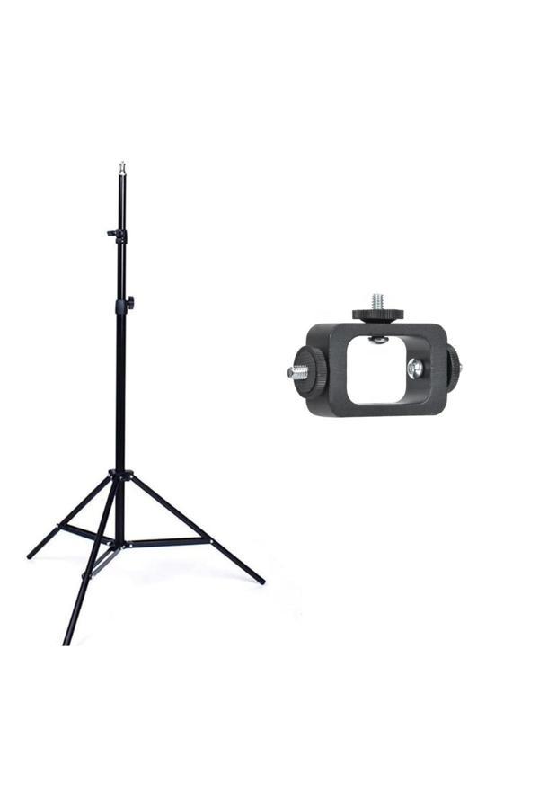 Coverzone 2'Li Set Tripod Ve Montaj Adaptörü Canlı Yayın Fotoğraf Video Çekim Aksesuar - Image 1