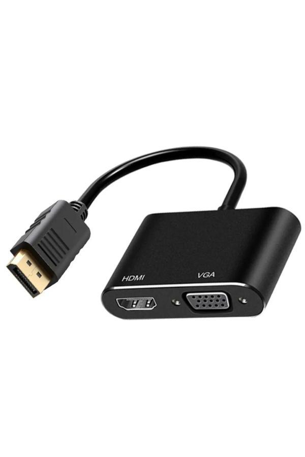 Coverzone Çoklayıcı Adaptör 2 İn 1 Displayport To Vga Hdmı Kasa Bilgisayar Uyumlu Çevirici 2İn1 Zr723 - Image 1