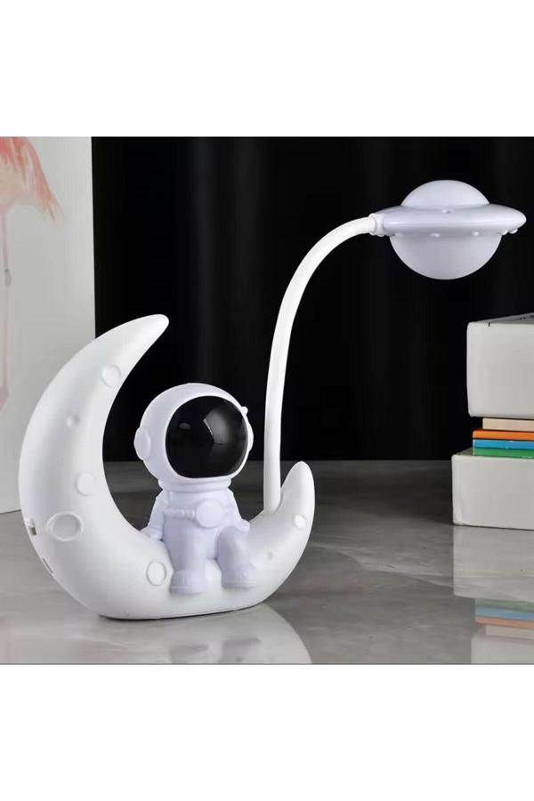 Coverzone Ayda Oturan Astronot Tasarımlı Masa Ve Gece Lambası Dekoratif Hediyelik Çalışma Ve Çocuk Odası - Image 1