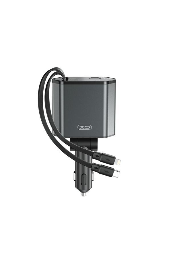 Xo Cc62 Araç Hızlı Şarj Cihazı,104W,Type-C 65W Hızlı Şarj,Lightning Kablo,Type-C-Usb Giriş,Siyah - Image 1