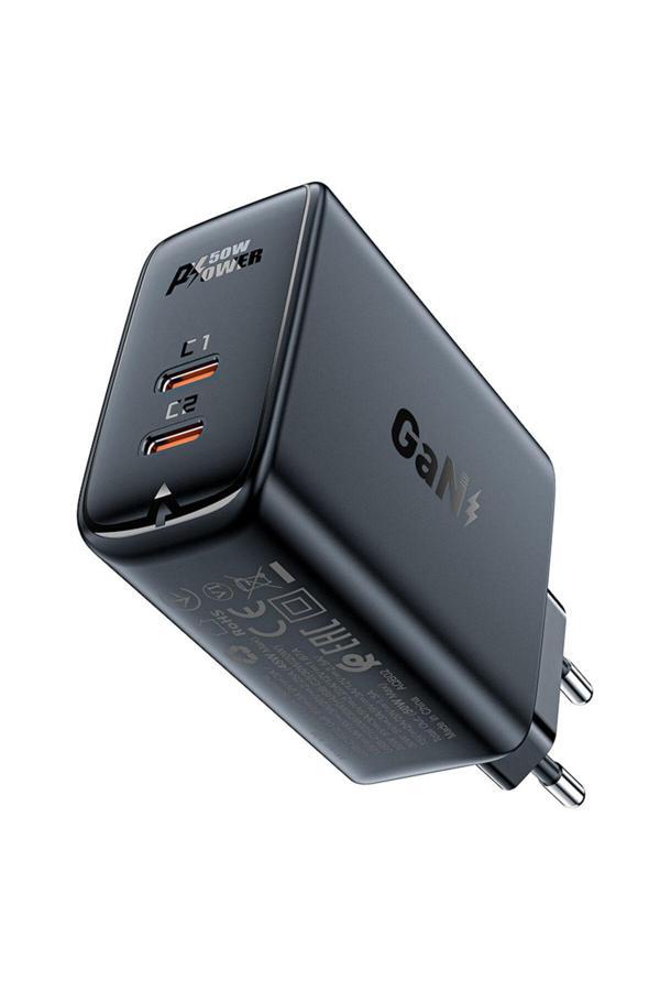 Acefast Duvar Tipi Şarj Cihazı Pd50W Dual Usb C 45W Çıkış Hızlı Şarj Başlığı Type-C Çıkışlı Şarj Kafa Eu A29 - Image 1