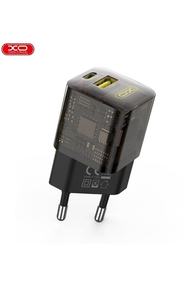 Xo -Ce05 Usb+Usb-C 30W Şeffaf Kablosuz Hızlı Şarj Adaptörü - Image 1