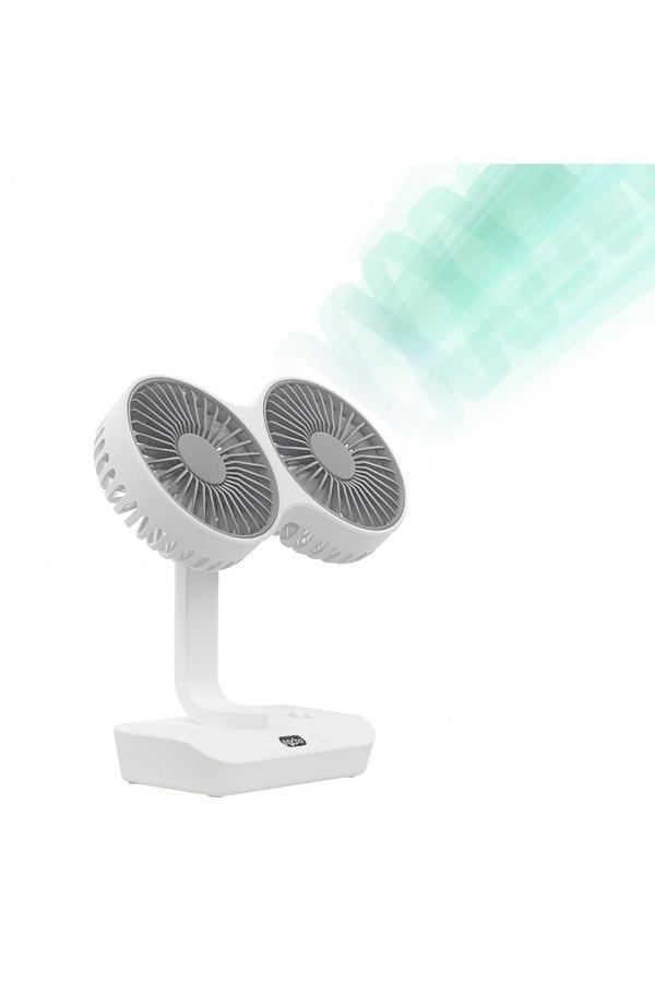 Coverzone Çift Başlı Taşınabilir Usb Şarjlı Fan, Led Gece Lambası Ve 270° Dönebilir Baş, Ev, Ofis, Kamp Cz-01X - Image 1
