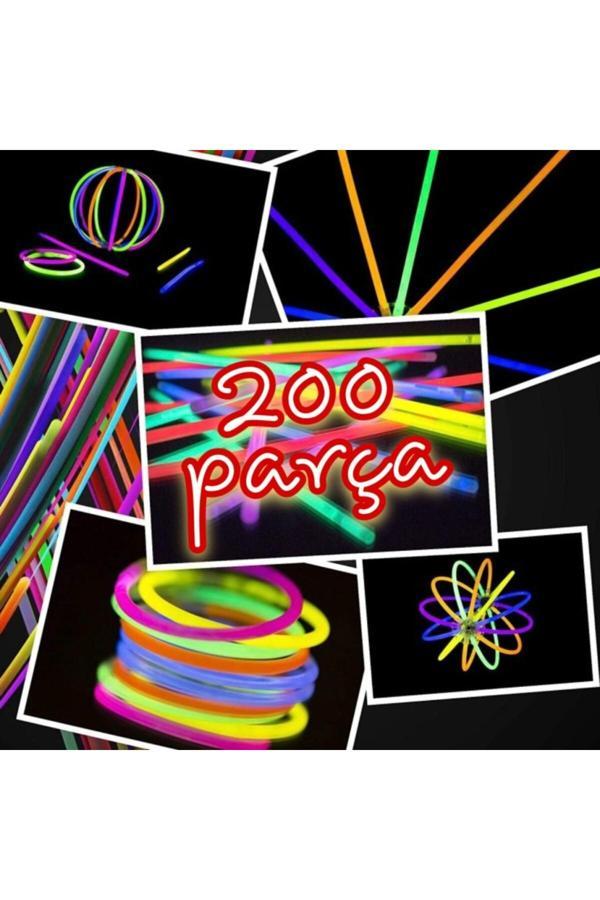 Coverzone Factorial Karanlıkta Parlayan Çubuklar Neon Fosforlu Oyuncak Parti Malzemeleri 200 Adet - Image 1
