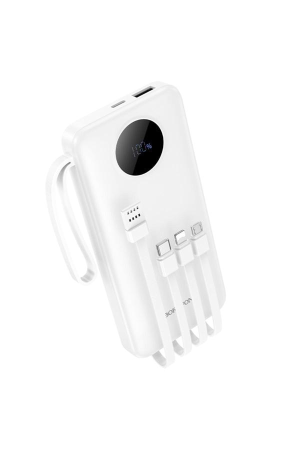 Borofone 10000Mah Usb A Usb C Micro Usb Ve Lightning Dahili Kablolu Powerbank İphone İle Uyumlu Bj53 - Image 1