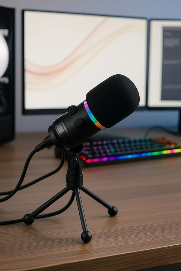 Coverzone Rgb Profesyonel Stüdyo Mikrofon Kayıt Usb/Xlr Çift Modlu Podcast Dinamik Mikrofon Masaüstü Q1 - Image 1