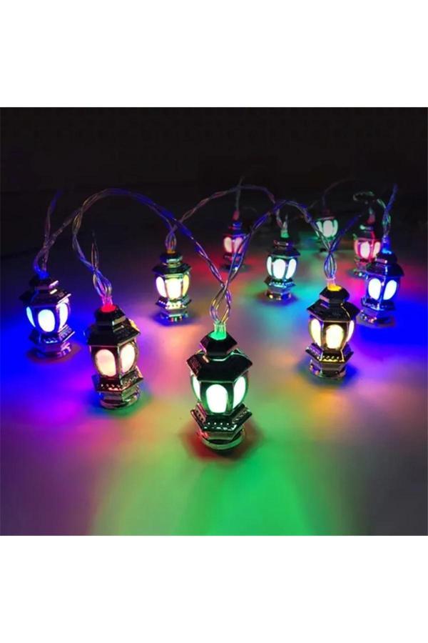 Coverzone 3 Metre Rgb Led Işıklı 20'Li Gold Kandil Işık Zinciri Dekoratif Pilli Aydınlatma Ev Dekorasyon - Image 1