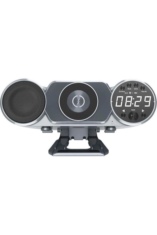Coverzone Bluetooth Hoparlör Çift Telefon Şarj Desteği Usb Kablosuz Şarjlı Radyo Çalar Saat Bluetooth Wd100 - Image 1