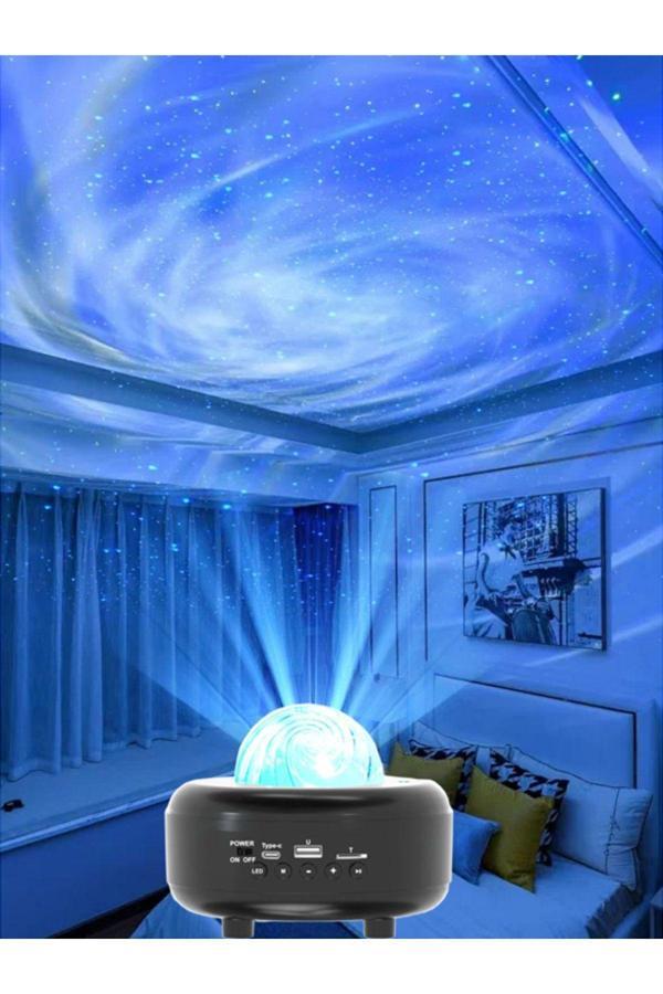 Coverzone Galaksi Gökyüzü Ve Yıldızları Yansıtan Gece Lambası Hoparlör Led Işıklı Bluetooth Rgb Ch-M27 - Image 1