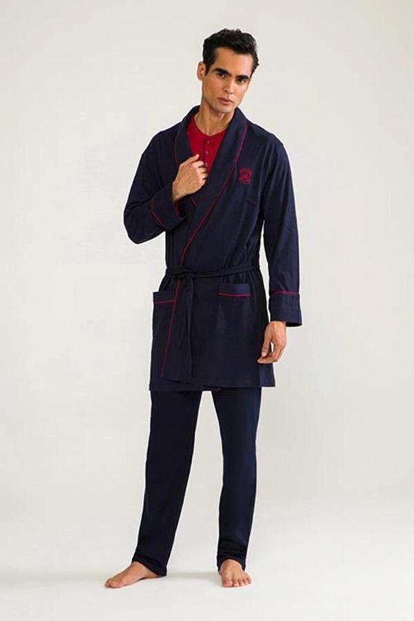D'S Damat 03000 5'li Robdöşambr Erkek Damat Pijama Seti - Image 1