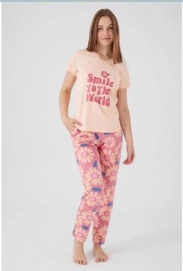 Arnetta 2445-S Smile To The World Kadın Kısa Kol Pijama Takım - Image 1