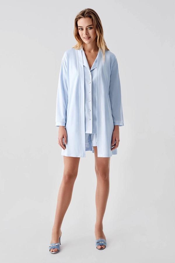 324 Kadın 4'Lü Sabahlıklı Şorlu Pijama Takımı - Image 1