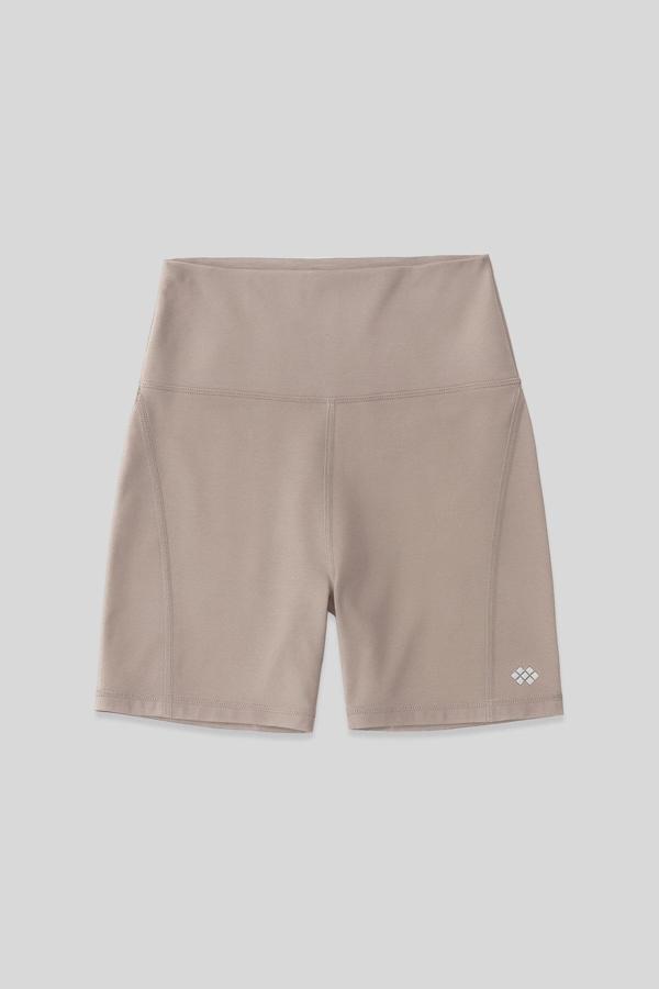 Koyu Bej Kemer Detaylı Yüksek Bel Slim Fit Kısa Biker Kadın Tayt - 91017 - Image 1