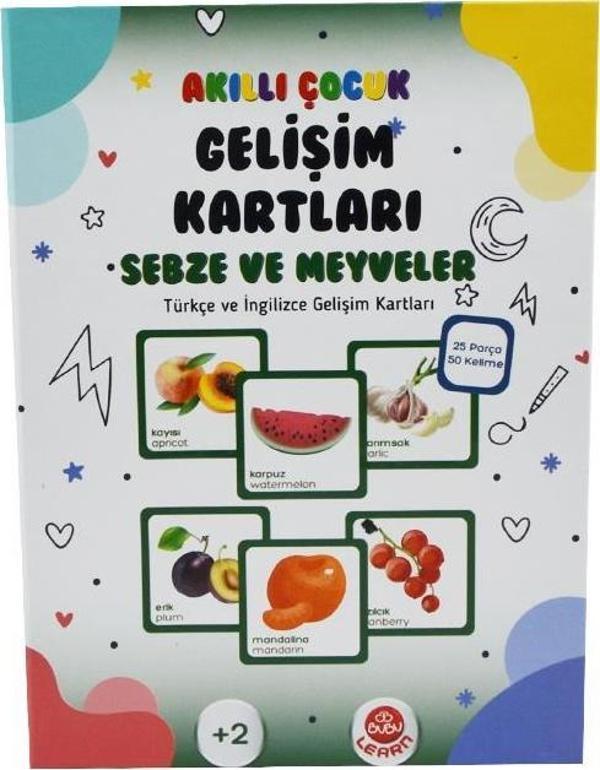Bubu Akıllı Çocuk Gelişim Kartları (Türkçe-İngilizce) – Sebze ve Meyveler - Image 1