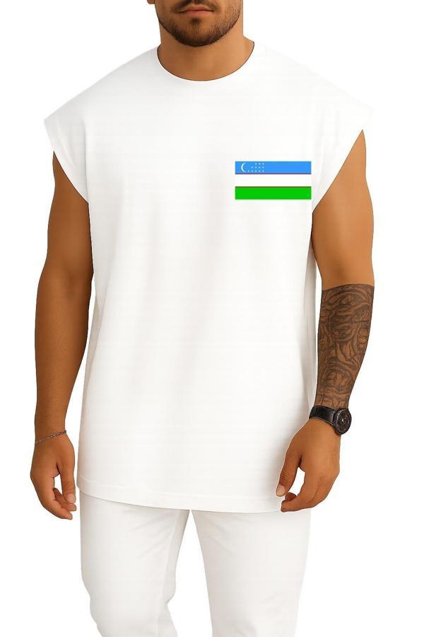Oversize Flag, Uzbekistan, Flag Of Uzbekistan Cep Tasarımlı Atlet - Image 1