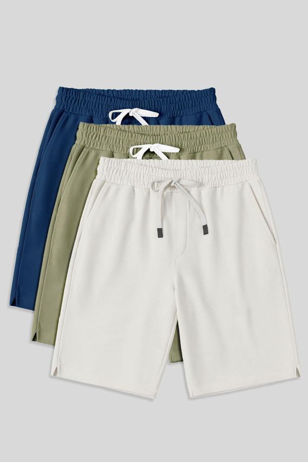 Comfort Fit Basic 3lü Paket Açık Çağla-Parlament-Ekru Erkek Şort - 81274 - Image 1